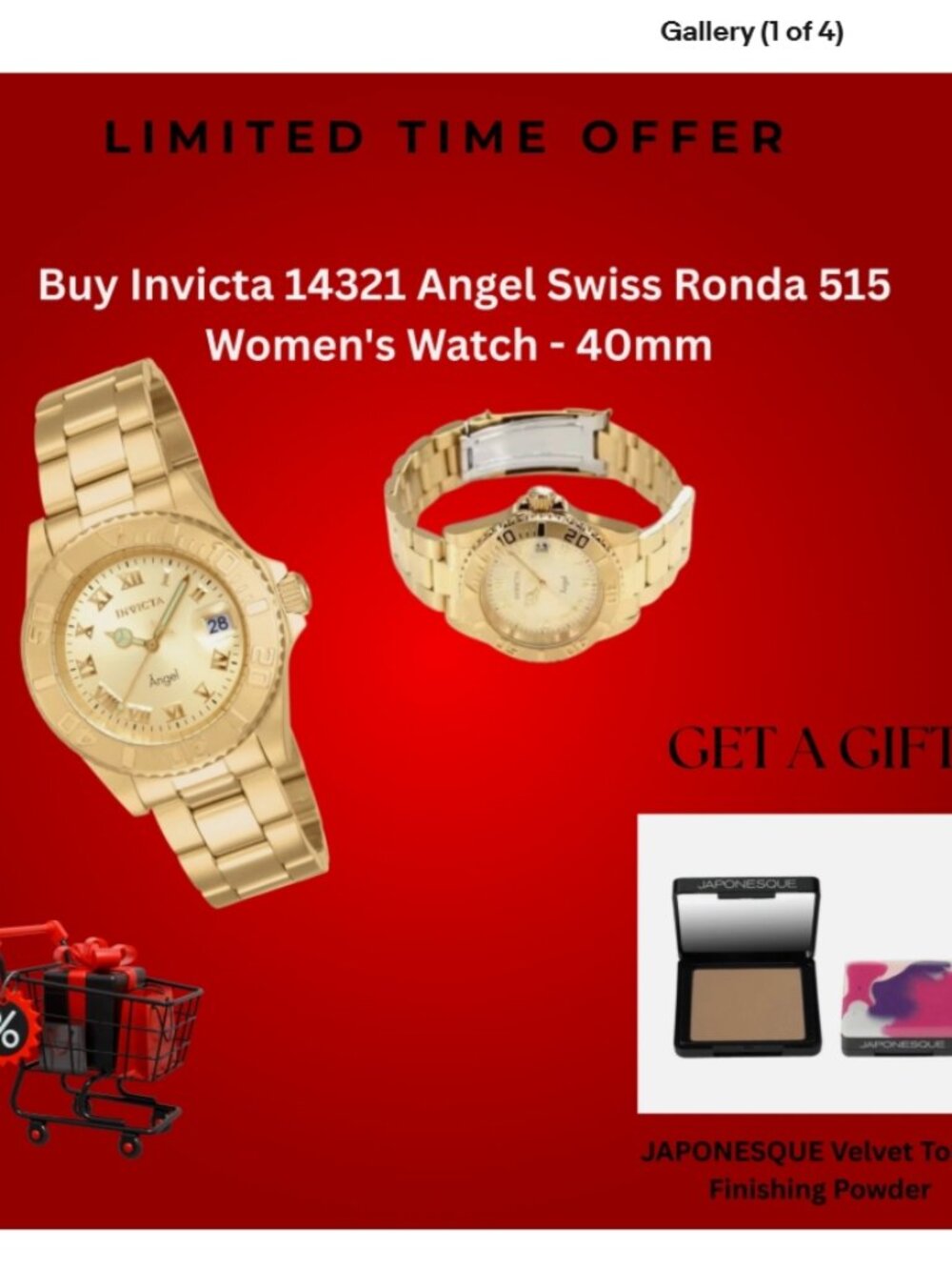 New Invicta Angel Swiss Ronda 515 Caliber Women's Watch - 40mm, Gold 14321